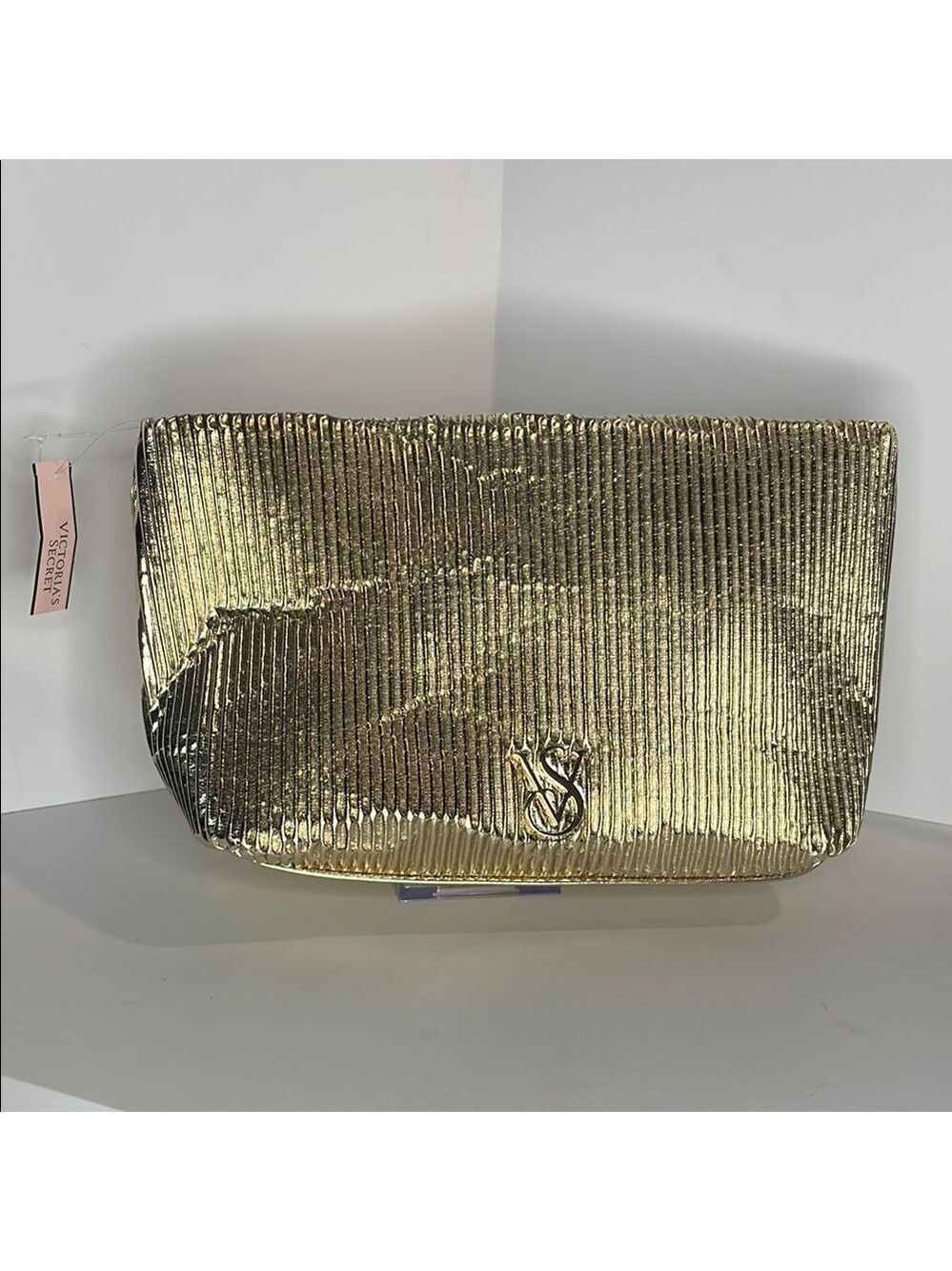 Victoria's Secret Gold Shimmer Cosmetic Bag 6”x11” NWT